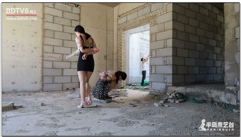 【半岛束艺】小晚 佐伊 空姐废弃工地股绳联阴